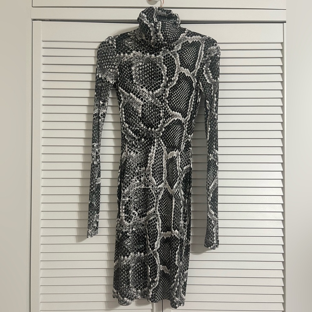 Just Cavalli Snakeskin-effect mini fitted dress size Small